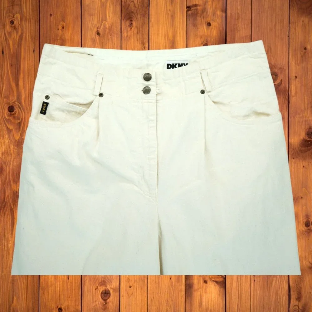 DKNY Vintage Y2K Denim Cargo Pants Women's High Rise Capris Size 12 100% Cotton‎